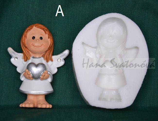 Relief Andílek stříbrný s hvězdičkou, vel. 6cm