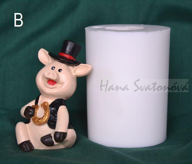 Prasátko v klobouku - výška 6,5cm