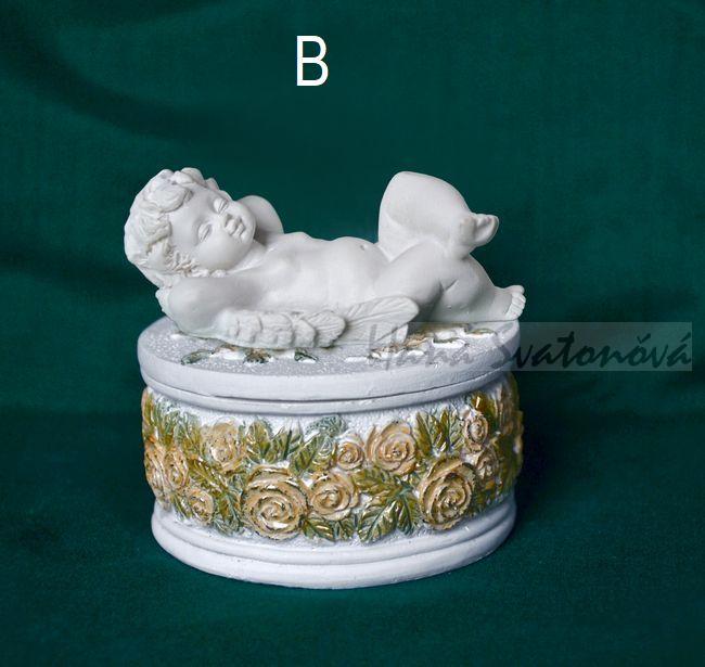 Kazeta s andělíčkem - průměr 6,5cm