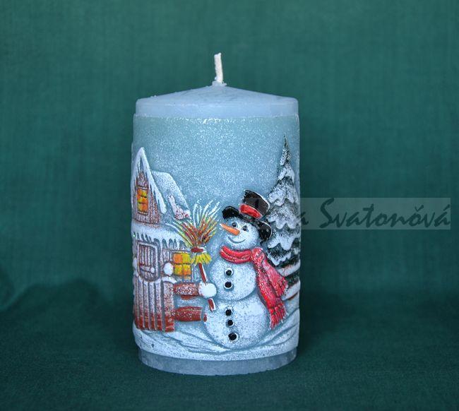 Zimní motiv válec, výška 9,5cm