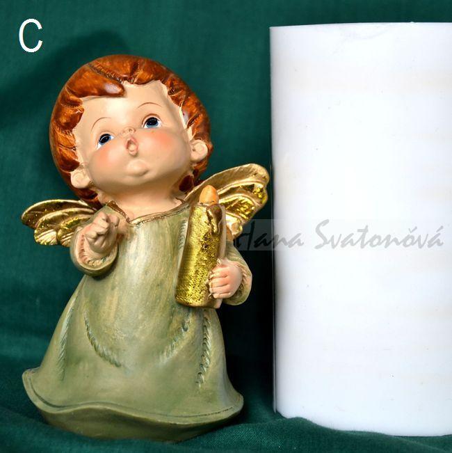 Andělíček buclatý se svíčkou - výška 12,5cm