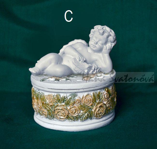 Kazeta s andělíčkem - průměr 6,5cm